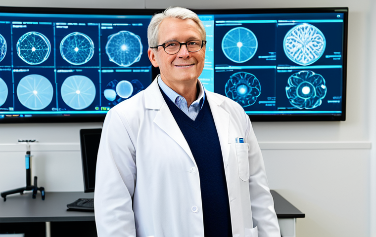 A professional scientist and leader in the field of aging research, fully clothed in a modest, professional lab coat over smart business attire, stands confidently in a state-of-the-art research laboratory. The background features advanced, clean lab equipment and a large transparent holographic display showcasing intricate biological data visualizations and AI-driven predictive health algorithms. The leader gestures thoughtfully towards the display, conveying a sense of vision and guidance. The atmosphere is inspiring and forward-thinking, with bright, clean lighting. perfect anatomy, correct proportions, natural pose, well-formed hands, proper finger count, natural body proportions, safe for work, appropriate content, family-friendly, high quality professional photography.