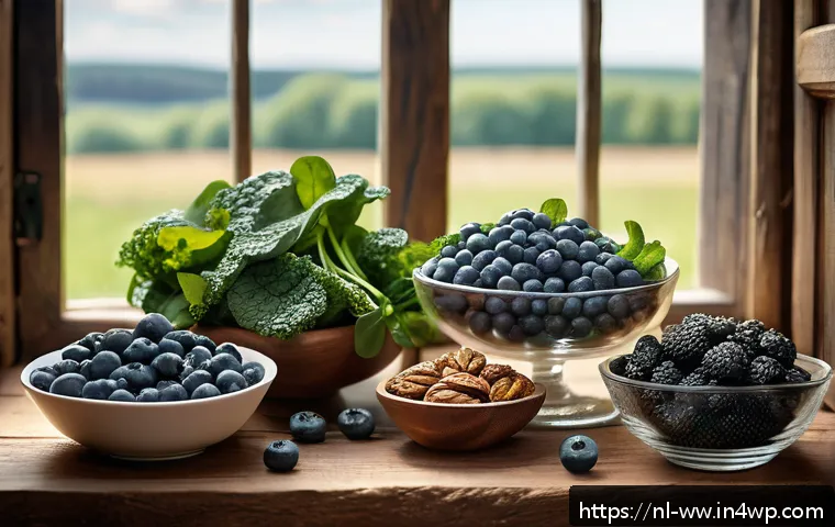 장수와 관련된 실험실 방법론 - A vibrant still life composition showcasing a variety of antioxidant-rich foods popular in the Nethe...