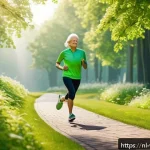 장수와 관련된 유전자 연구의 진전 - A detailed scientific illustration of epigenetics influencing human aging: show a middle-aged Dutch ...